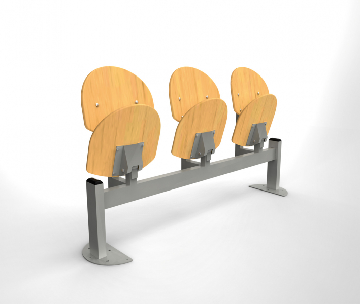 poutre assise rabattable en bois : Siège rabattable en métal 2 ou 3 places - AL