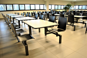 Table restauration caf�t�ria :: table et chaise attenantes et pivotantes LEB B1004