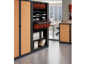 armoire de bureau bois et métal :: armoire de bureau  métal à rideaux TIC 1
