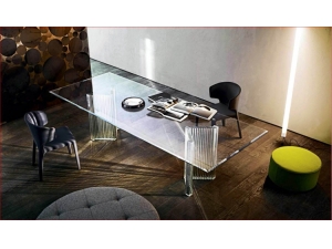 table de réunion plateau en  verre :: table de prestige plateau et pied verre RG 125