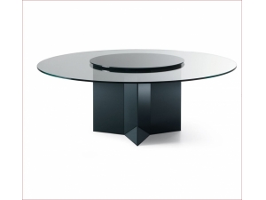 table de réunion plateau en  verre :: table ronde de prestige plateau verre LAG 4