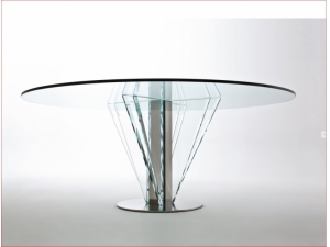 table de réunion plateau en  verre :: table de réunion ronde plateau verre prestige LAG 5