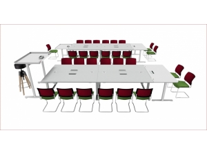 Table de réunion pliante, abattante, mobile et modulaire :: table modulaire spéciale formation informatique DM