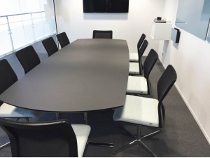 Table de réunion pliante, abattante, mobile et modulaire :: table de réunion tonneau plateau abattant oufixe WOH