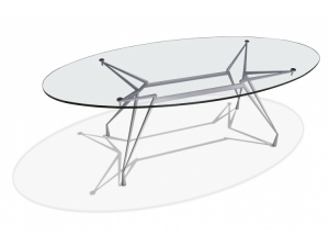 table de réunion plateau en  verre :: table de réunion ovale   plateau verre  -AP