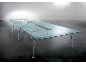 table de réunion plateau en  verre :: Table de réunion plateau verre fumé -  FR