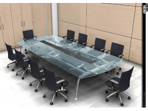 table de réunion plateau en  verre :: table de réunion en verre et métal RF
