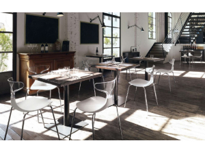 Table restauration cafétéria :: Chaise design cafétéria intérieur extérieur empilable  - ERG