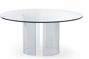 table de réunion plateau en  verre :: Table ronde  et pieds en verre épais  - LAG