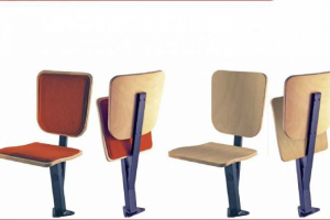 Chaise  rabattable sur poutre en bois  -  LLA :: Siège assise rabattable pour salle d'attente ou amphithéâtre  - FAL