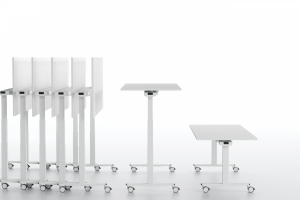 Table de réunion pliante, abattante, mobile et modulaire :: Table électrique réglable en hauteur sur roulettes - BI
