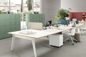 Bureau informatique avec �cran sous vitre  - ABM :: bureau op�ratif  couleur contemporain - AM